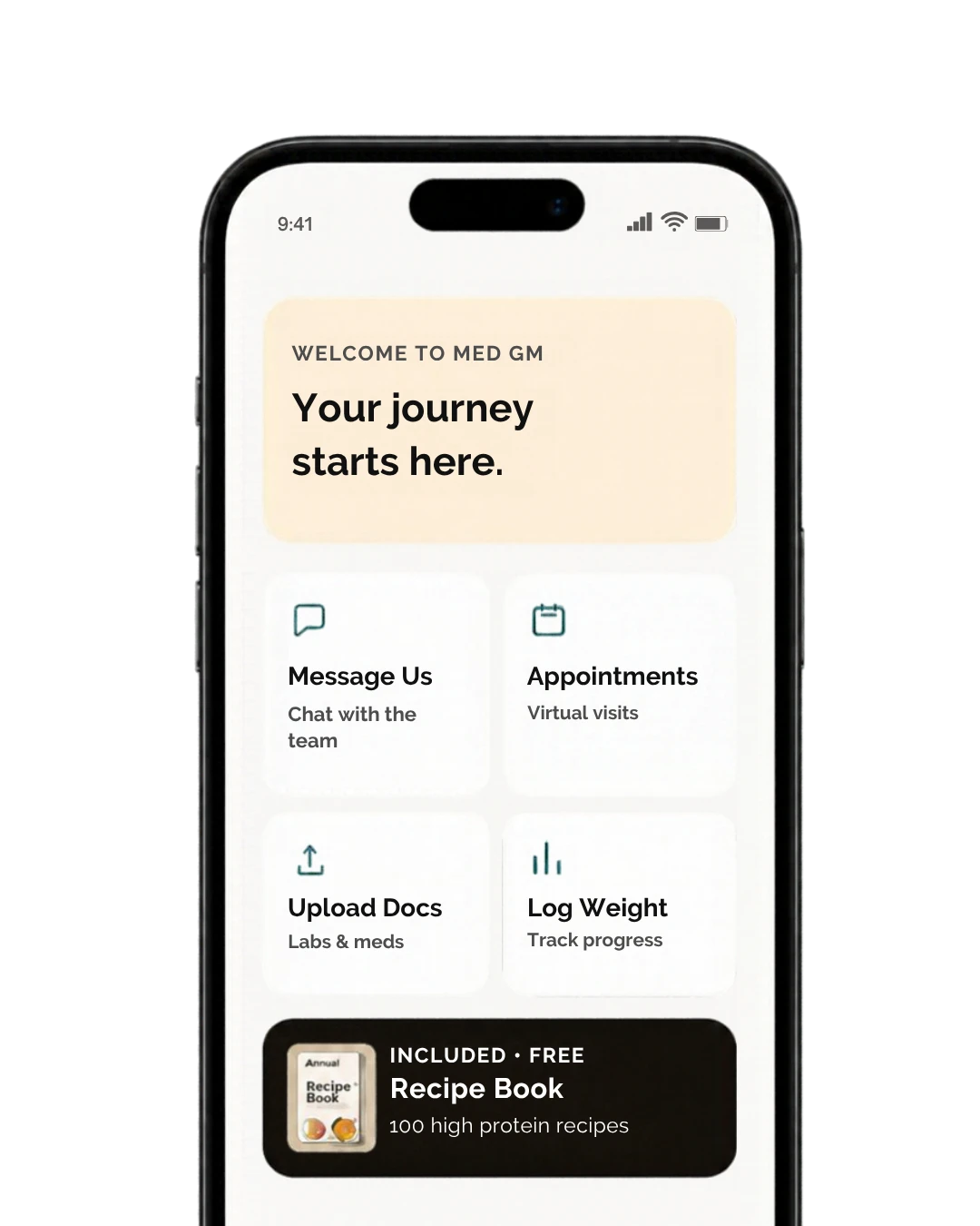 MEDGm patient portal on a phone